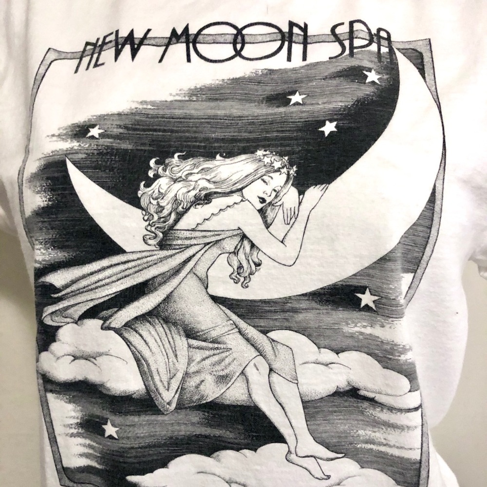 FAIRY MOON and STARS white and black graphic tee